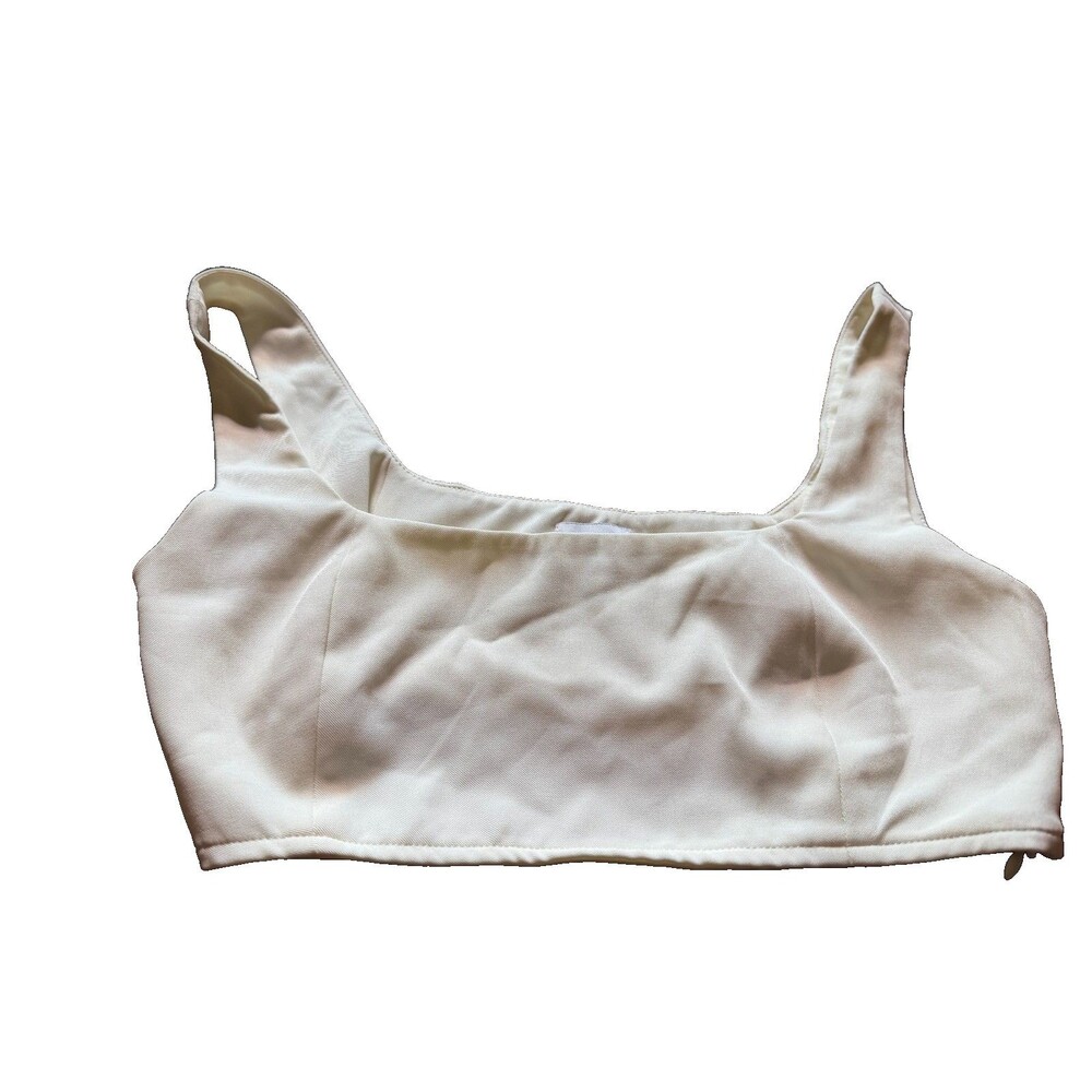 Princess Polly Crop Top  Size 4 White Square Neck Side Zip Tank Coastal Chic